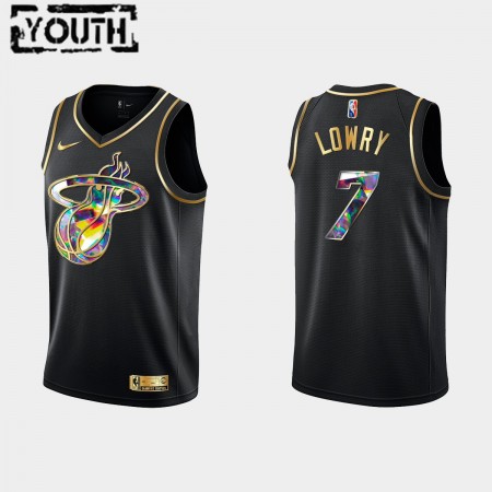 NBA Børn Trøje Miami Heat Kyle Lowry 7 Nike 2021-22 Sort Golden Edition 75th Anniversary Diamond Swingman NBA Børn Trøje Miami Heat Kyle Lowry 7 Nike 2021-22 Sort Golden Edition 75th Anniversary Diamond Swingman